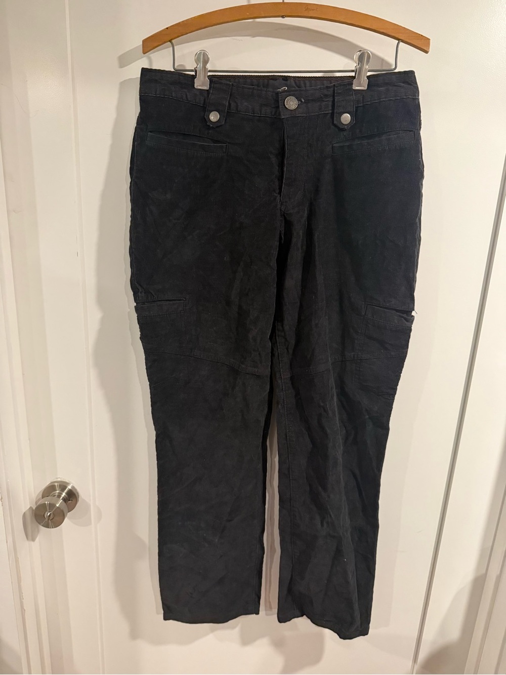 Eddie Bauer Black Straight-Leg Corduroy Utility Pants